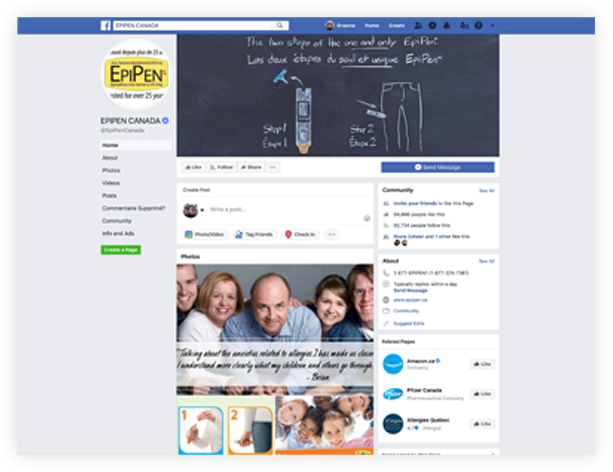 EpiPen® Canada Facebook page